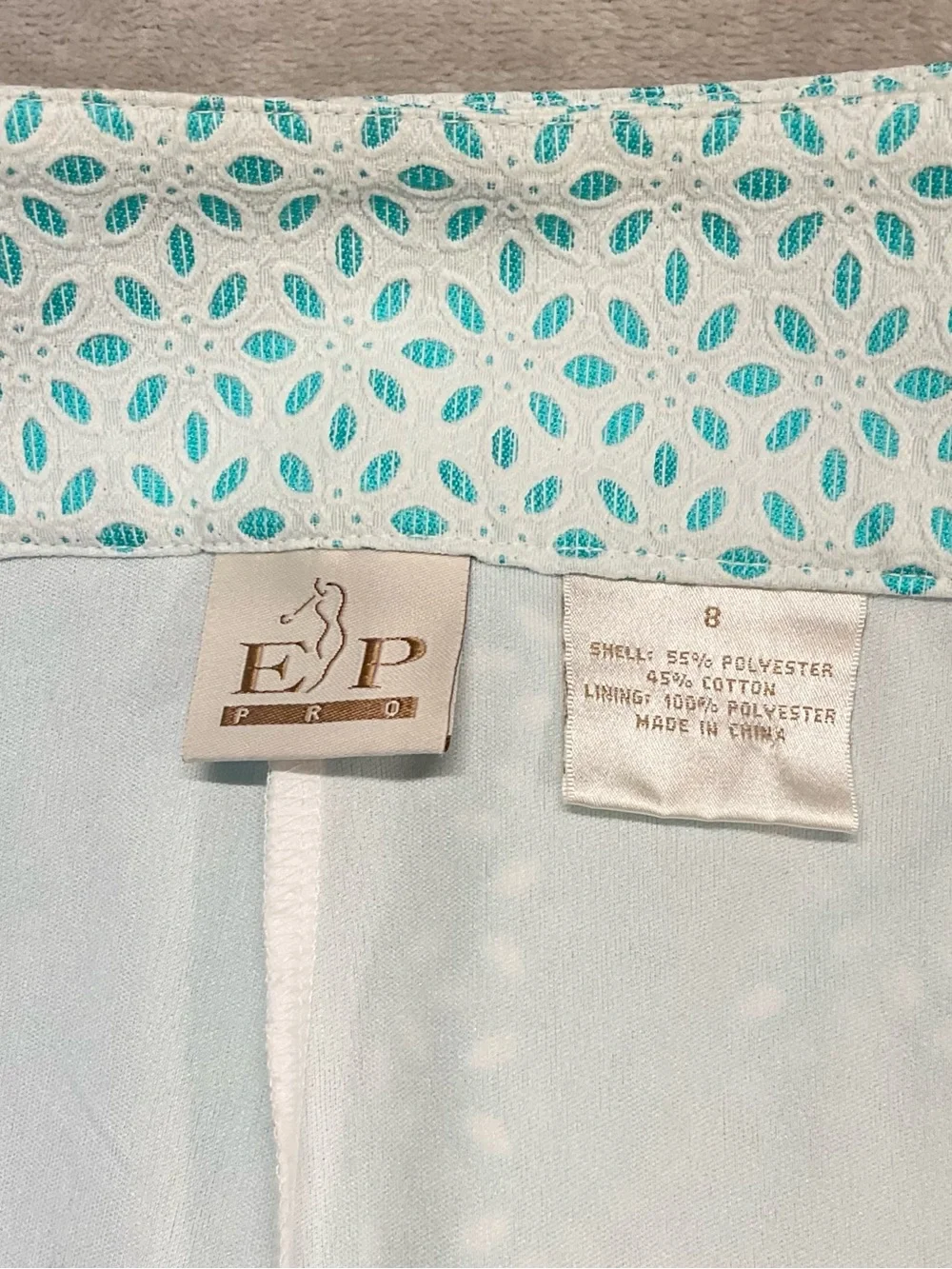 EP Pro White and Turquoise Eyelet Golf Skort Womens Sz 8